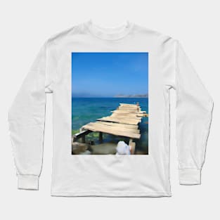 Sea jetty art print Long Sleeve T-Shirt